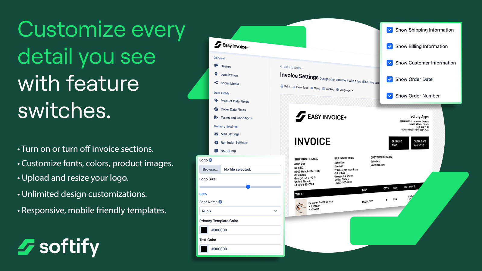 First Screenshot of Easy Invoice+ for Shopify.