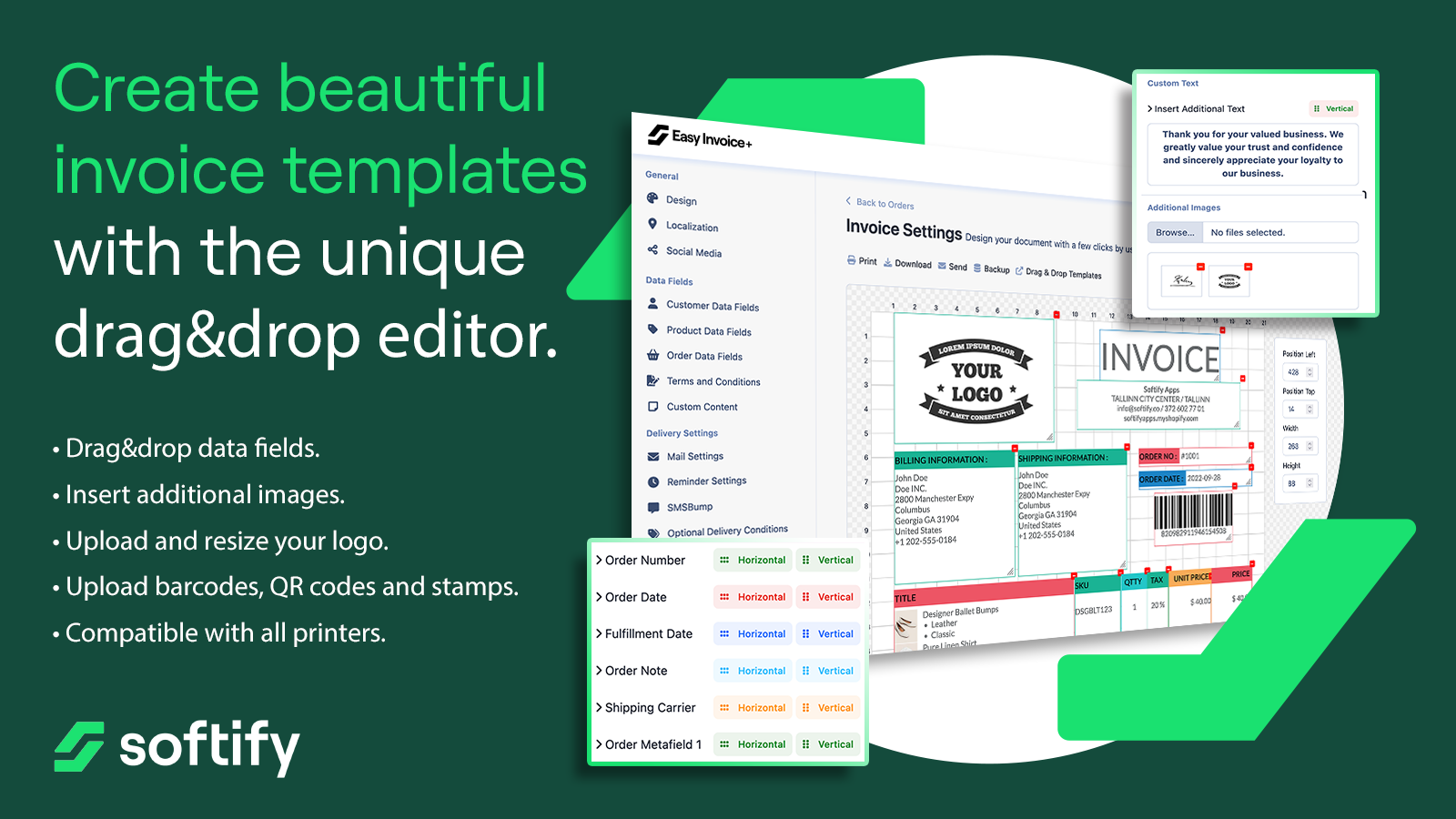 Second Screenshot of Easy Invoice+ for Shopify.