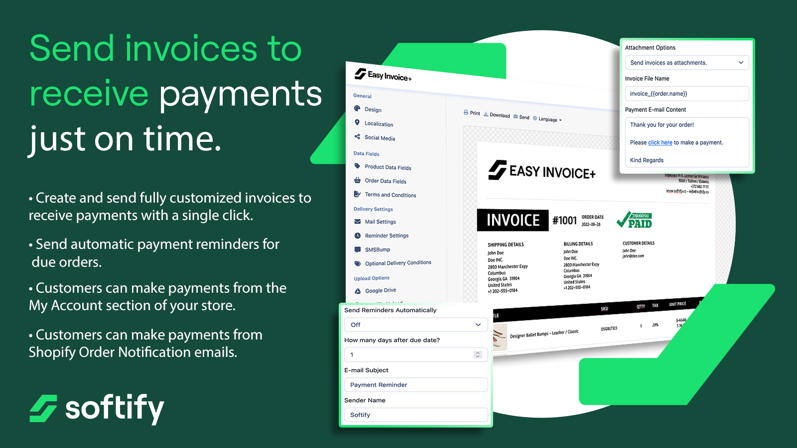 Third Screenshot of Easy Invoice+ for Shopify.